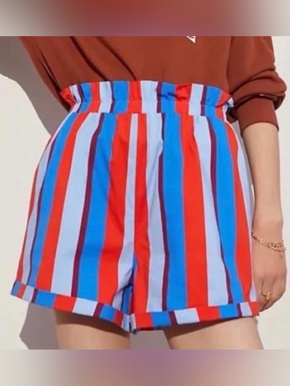 FARM Rio for Anthropologie Striped Paperbag Shorts - XS